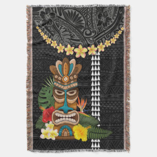 Couverture Île Hawaii Plumeria Lei Blanket Tiki et Kakau