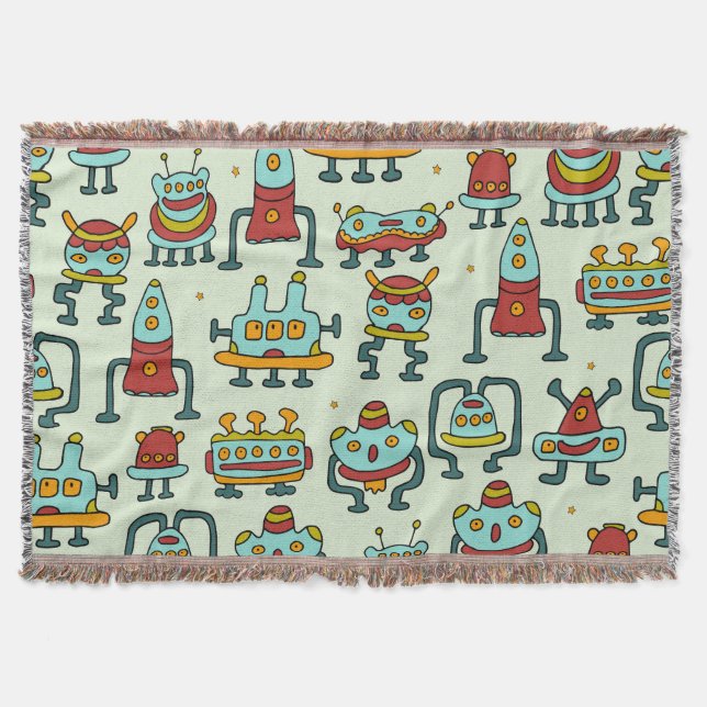 Couverture Illustration du Motif Vintage des Aliens robots (Devant)