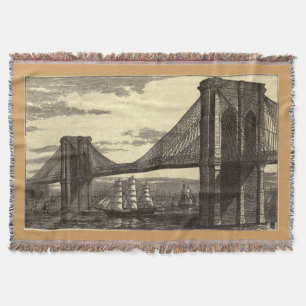 Couverture Illustration vintage du pont de Brooklyn (1879)