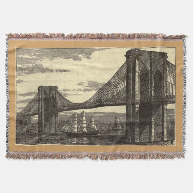 Couverture Illustration vintage du pont de Brooklyn (1879) (Devant)