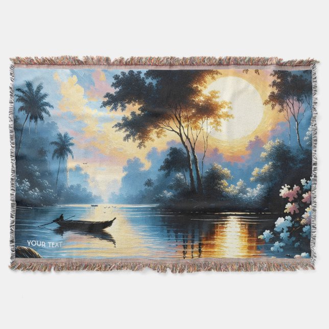 Couverture Imaginaire Cute Boat Sunset Lake (Devant)