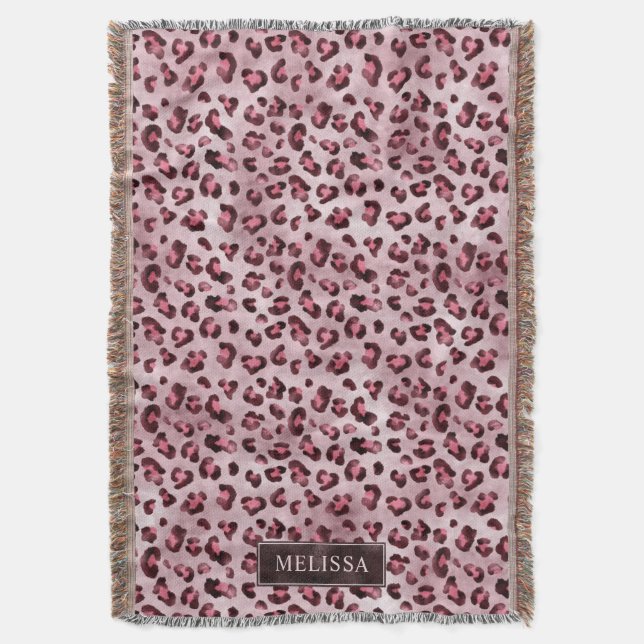 Couverture Impression d'animal léopard rose avec fausse feuil (devant Vertical)