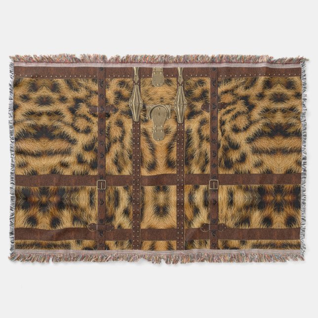 Couverture Impression d'animal tribal cuir vintage Léopard (Devant)