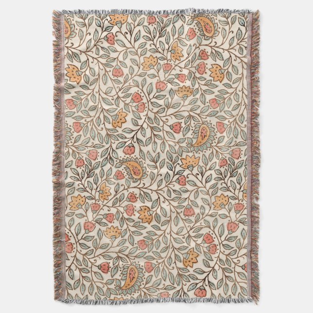 Couverture Impression de bloc floral indien vintage (devant Vertical)
