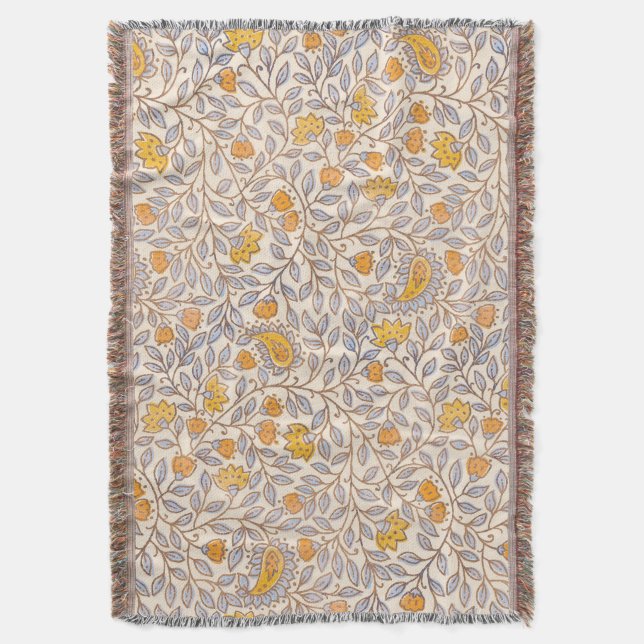 Couverture Impression de bloc floral indien vintage (devant Vertical)