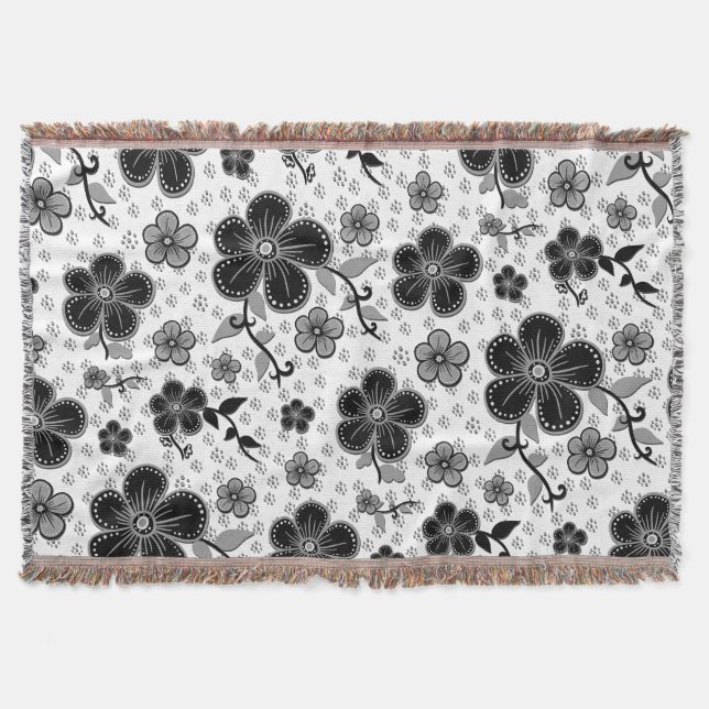 Couverture Impression florale noire et blanche (Devant)