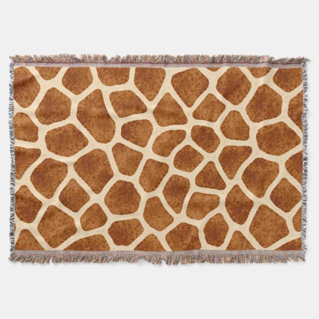 Couverture Impression Girafe Marron Kaki Baby Shower Thème Sa (Devant)