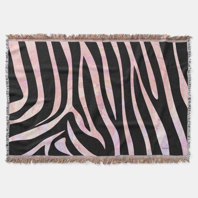 Couverture Impression noire et rose Zebra (Devant)