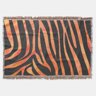 Couverture Impression Zèbre Noir et Orange