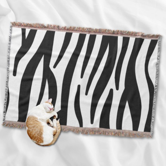 Couverture imprimé zèbre noir blanc (girly chic stylish black white zebra print throw blanket)