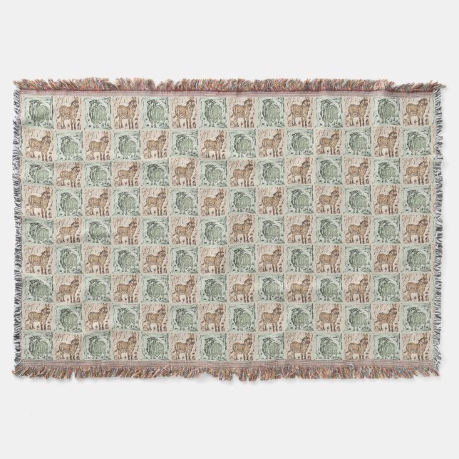 Couverture imprimée en bloc Mouton Âne - Vert Marr (Devant)