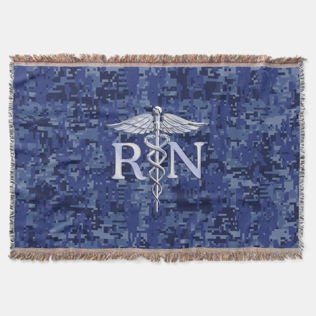 Couverture Infirmière autorisée RN Caduceus sur Camo bleu de  (Devant)