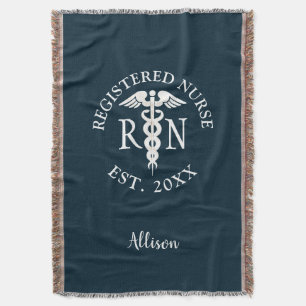Couverture Infirmière personnalisée RN Graduation Marine Bleu