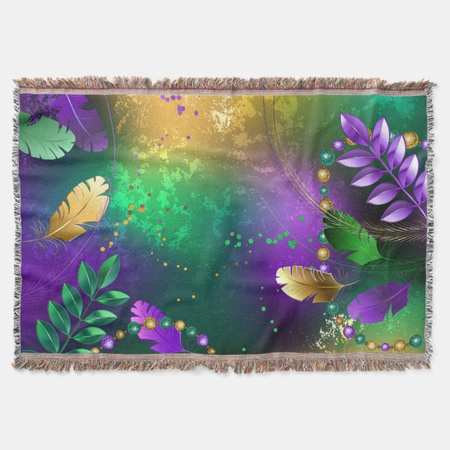 Couverture Iridescente mardi gras arrière - plan avec perles (Devant)