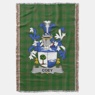 Couverture Irish Coey ou McCoey Armoiries Family Crest Ir