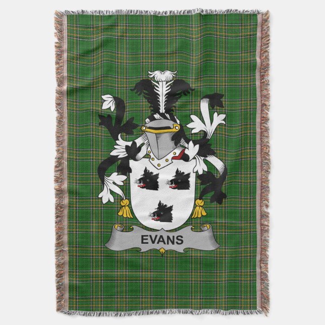 Couverture Irish Evans Armoiries Famille Crest Irlande (devant Vertical)