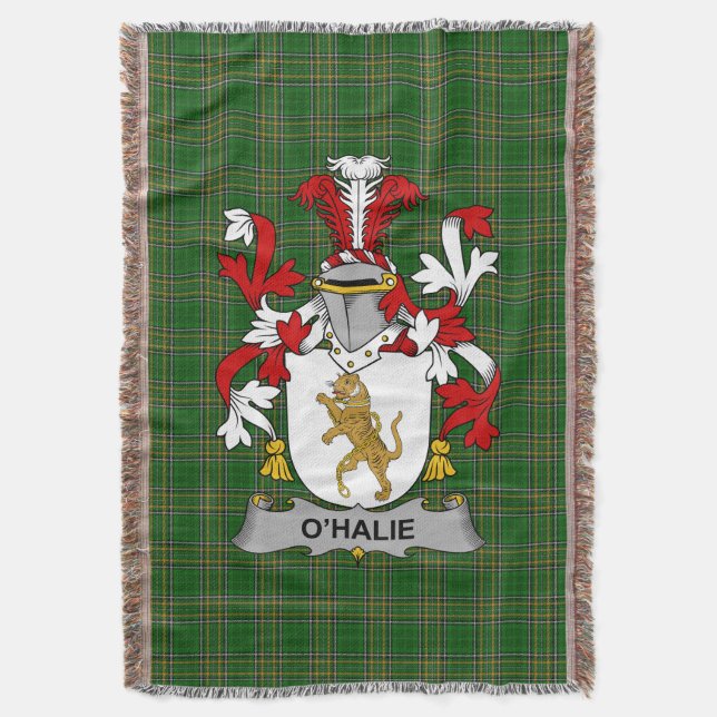 Couverture Irish Halie ou O_Halie Armoiries de Family Crest (devant Vertical)
