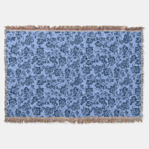 Couverture Iwalani Vintage Hawaïen Fleurs Bleues
