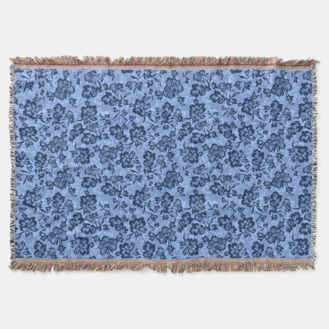 Couverture Iwalani Vintage Hawaïen Fleurs Bleues (Devant)