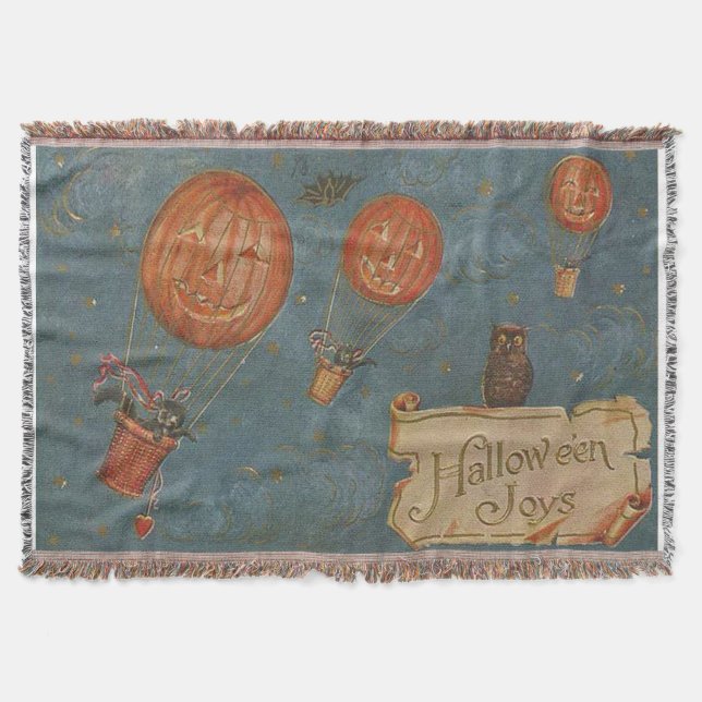 Couverture Jack O' Lantern Ballon Dirigeable Chat Noir Hibou (Devant)