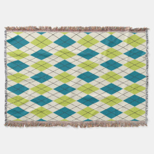Couverture Jacquard bleu et vert