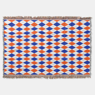 Couverture Jacquard orange et bleu diamant