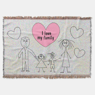 Couverture J'aime ma famille mignonne de bâton de dessin