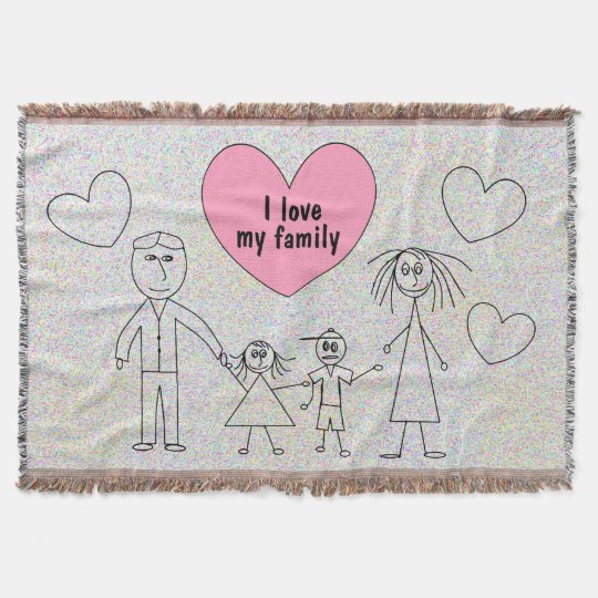 Couverture J Aime Ma Famille Mignonne De Baton De Dessin Zazzle Fr