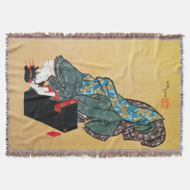 Couverture Japonaise Geisha Woman, Hokusai, Ukiyo-e (Devant)