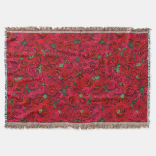 Couverture Jardin de roses rouges motif floral romantique san