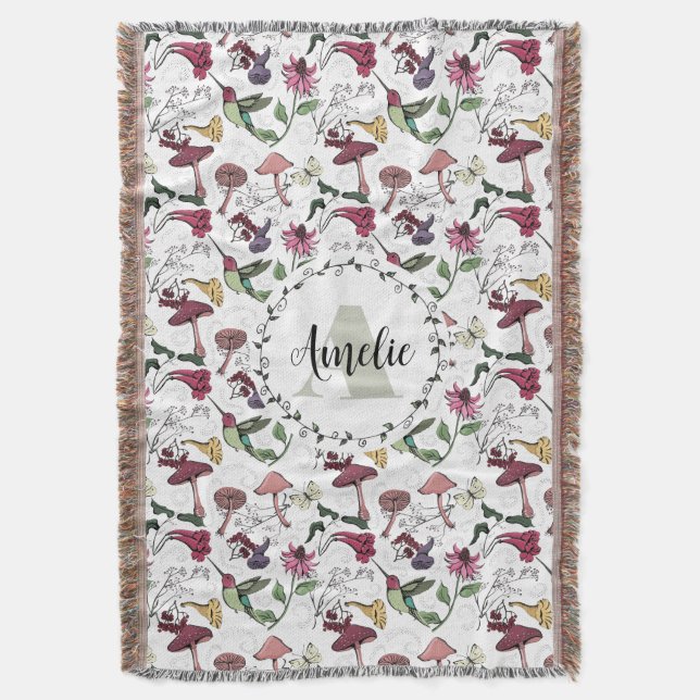 Couverture Jardin et Fleurs Monogramme Floral Colibri (devant Vertical)