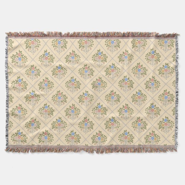 Couverture Jardin fleuri vintage impression de bloc Cottageco (Devant)