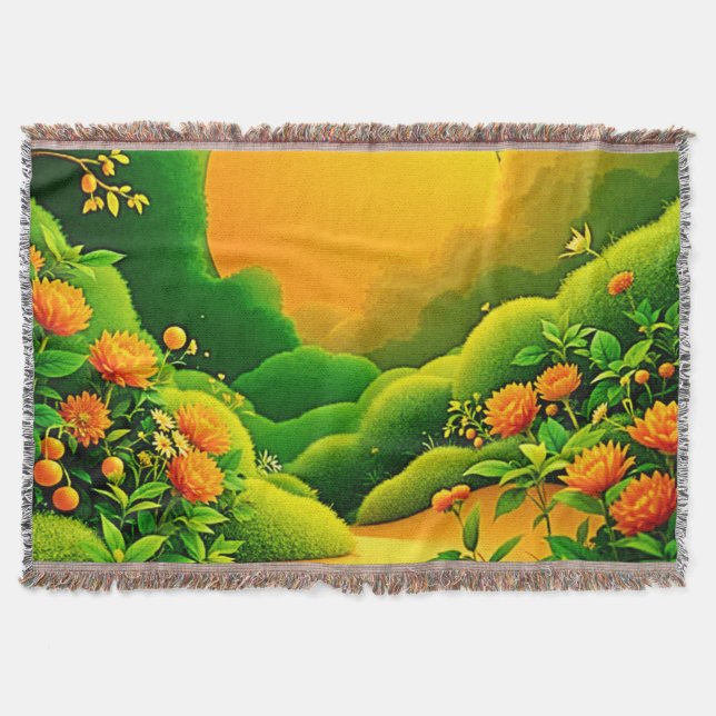 Couverture Jardin Orange Luxuriant (Devant)