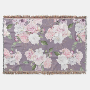 Couverture Jardin rose élégant fleuri mauve