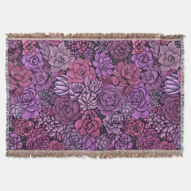 Couverture Jardin succulent en rose et violet (Devant)
