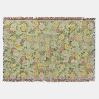 Couverture Jardin vintage Floral Rose Rose/Vert Pays