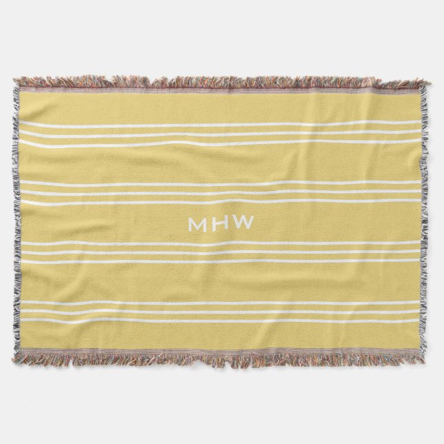Couverture Jaune rayures personnalisées monogramme jetez couv (Devant)