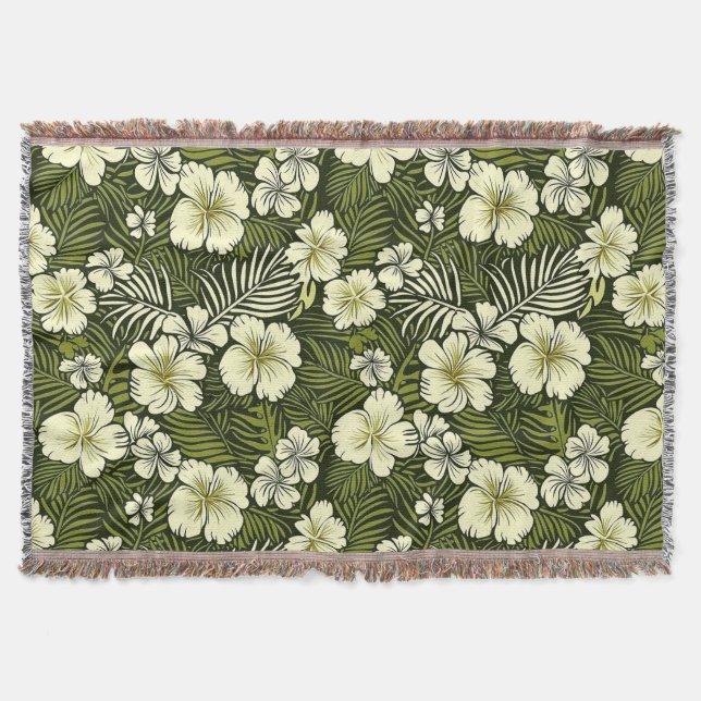 Couverture Jaune tropical et floral vert (Devant)