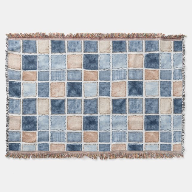 Couverture Jean bleu en denim faux crème (Devant)