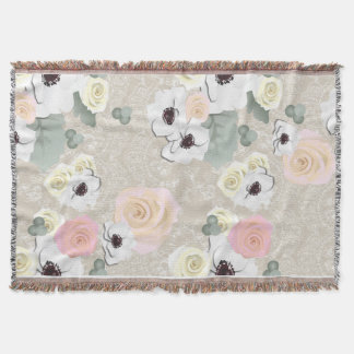 Couverture Jet floral d'anémone rose minable rustique
