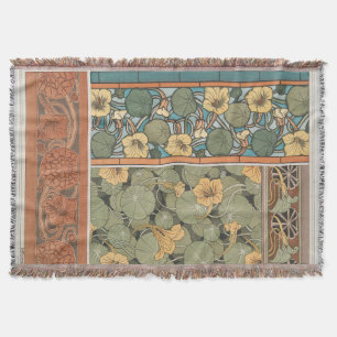 Couverture Jet floral d'art de Nouveau de fleur vintage de