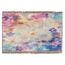 Couverture jeté à motif empreintes de pattes paste