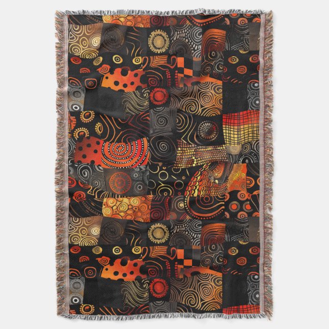 Couverture jetée à motif tribal africain (devant Vertical)