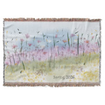 Couverture jetée aux fleurs sauvages aquarelle pri