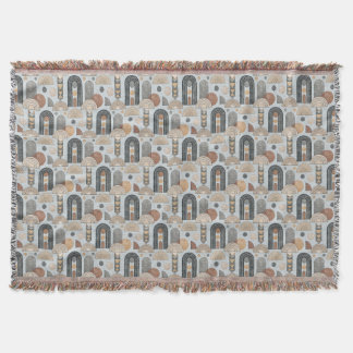 Couverture jetée en arches moderne boho bleu brume