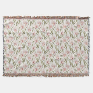 Couverture jetée florale pastel fleurs d'orchidée