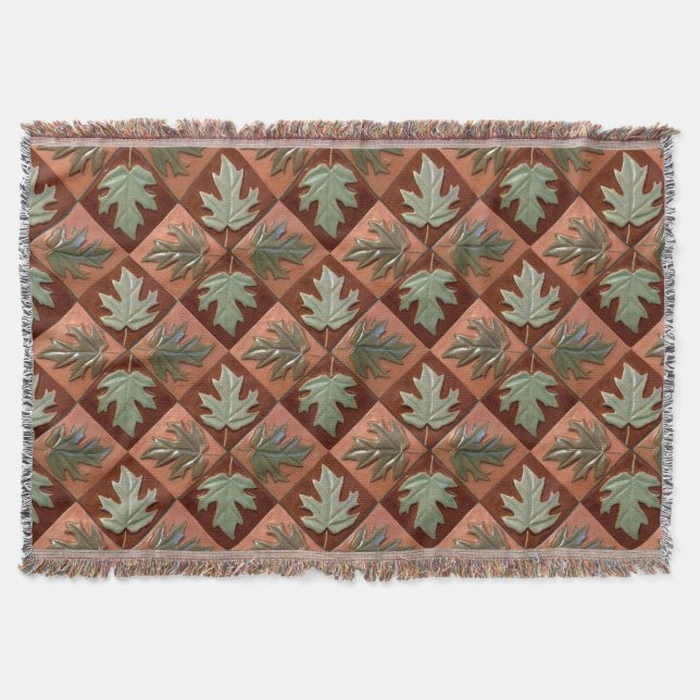 Couverture Jetée frangée avec feuilles d'érable (Devant)