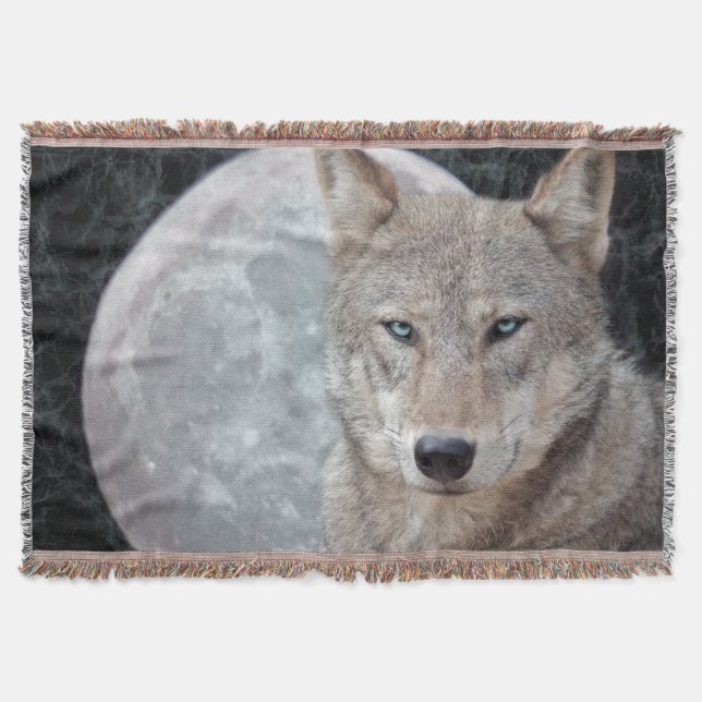 Couverture jetée Loup de pleine lune (Devant)