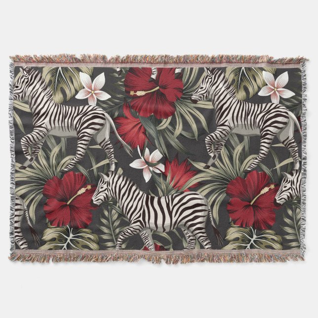 Couverture jetée Paradis Zèbre Tropical (“Bring the jungle indoors with stripes and blooms.”)