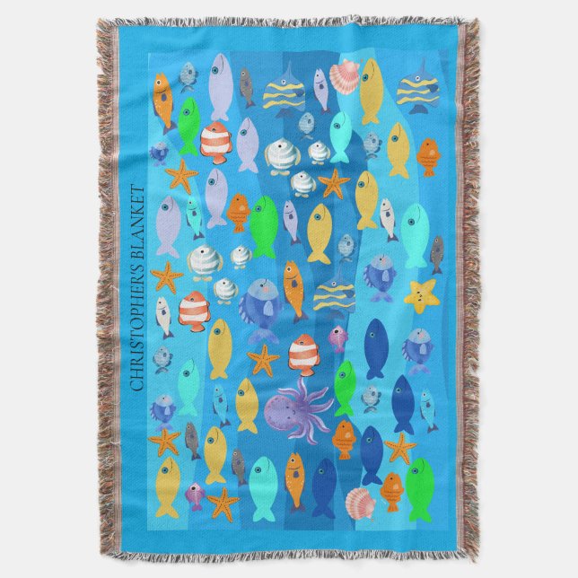 Couverture Jetée personnalisée - Dessin de poisson  (devant Vertical)